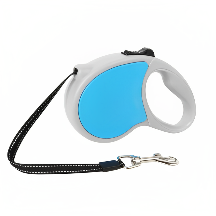 Retractable automatic dog leash with blue ABS handle and black nylon rope – Pet City Shop