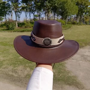 Western Cowboy Leather Hat for Men – PU Godfather Hat | Panama Jazz Style Gentleman Cowboy Hat