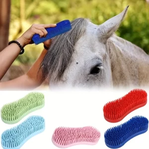 2pcs Silicone Horse Grooming Brushes – Colorful, Durable Massage Tools for Cleaning & Coat Care