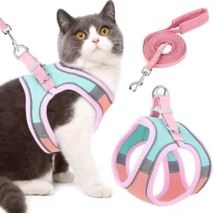 Small-Sized Reflective Pet Harness Vest Set – Adjustable Cat Harness with Leash for Night Safety | Lightweight & Secure